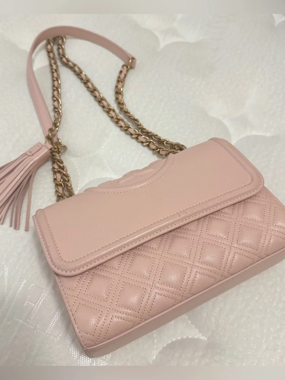 TORY BURCH Blush Fleming Soft Grain Small Convertible Shoulder Bag